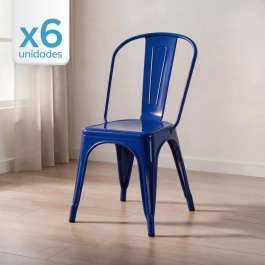 Kit 6 Cadeiras de jantar Iron Tolix com design industrial - Azul Escuro