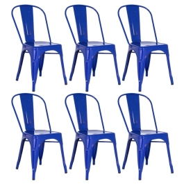 Kit 6 Cadeiras de jantar Iron Tolix com design industrial - Azul Escuro Kit 6 Cadeiras de jantar Iron Tolix com design industrial - Azul Escuro