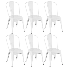 Kit 6 Cadeiras de jantar Iron Tolix com design industrial - Branco