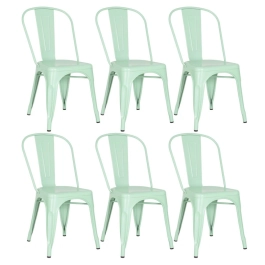 Kit 6 Cadeiras de jantar Iron Tolix com design industrial - Verde Claro
