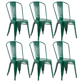 Kit 6 Cadeiras de jantar Iron Tolix com design industrial - Verde Escuro