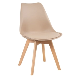 Kit 6 cadeiras de jantar Leda com assento estofado e design moderno – Nude
