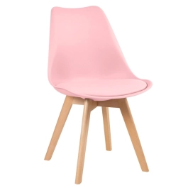 Kit 6 cadeiras de jantar Leda com assento estofado e design moderno – Rosa-claro Kit 6 cadeiras de jantar Leda com assento estofado e design moderno – Rosa-claro