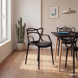 Kit 6 Cadeiras de jantar Master Allegra Design Moderno em Polipropileno - Preto