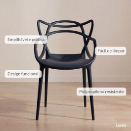 Kit 6 Cadeiras de jantar Master Allegra Design Moderno em Polipropileno - Preto Kit 6 Cadeiras de jantar Master Allegra Design Moderno em Polipropileno - Preto