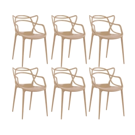 Kit 6 Cadeiras de jantar Masters Allegra com pés desmontáveis – Nude