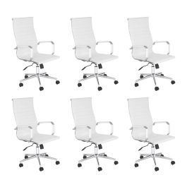 Kit 6 Cadeiras escritório Esteirinha Diretor Home office Kit Branco