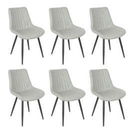 Kit 6 Cadeiras estofada Chicago com design industrial – Cinza Claro