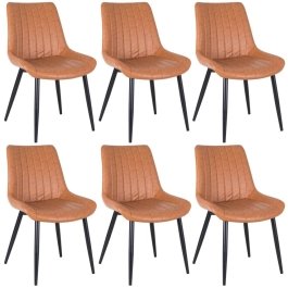 Kit 6 Cadeiras estofada Chicago com design industrial - Marrom