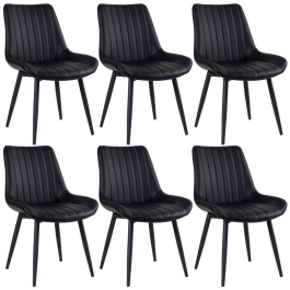 Kit 6 Cadeiras estofada Chicago com design industrial – Preto