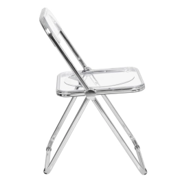 Kit 6 cadeiras jantar design dobrável cristal acrílico transparente Italia - Incolor