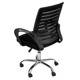 Kit 6 Cadeiras Office Escritório Base Rodízios Giratória Viena, Preto