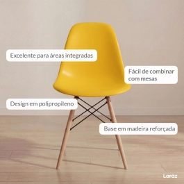 Kit 7 Cadeiras de jantar Charles Eames Eiffel DSW em Polipropileno - Amarelo Kit 7 Cadeiras de jantar Charles Eames Eiffel DSW em Polipropileno - Amarelo