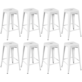 Kit 8 Banquetas alta para bancada Iron Tolix 76 cm – Branco
