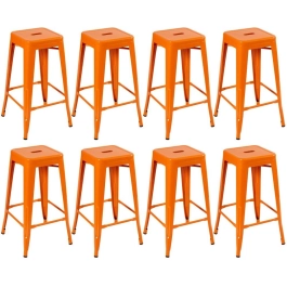 Kit 8 Banquetas alta para bancada Iron Tolix 76 cm – Laranja