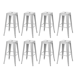 Kit 8 Banquetas alta para bancada Iron Tolix 76 cm - Prata