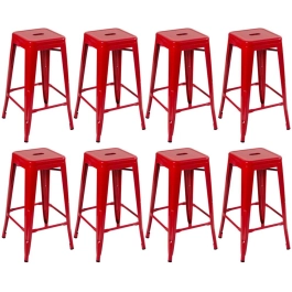 Kit 8 Banquetas alta para bancada Iron Tolix 76 cm – Vermelho Kit 8 Banquetas alta para bancada Iron Tolix 76 cm – Vermelho
