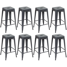 Kit 8 banquetas altas para bancada Iron Tolix 76 cm – Cinza Escuro