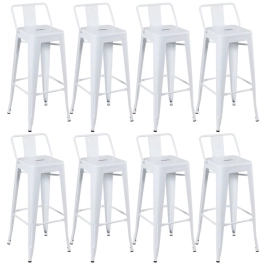Kit 8 banquetas altas para bancada Iron Tolix com encosto 76 cm – Branco