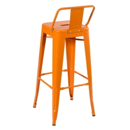 Kit 8 banquetas altas para bancada Iron Tolix com encosto 76 cm – Laranja