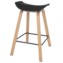 Kit 8 Banquetas média para bancada Cassia com base de madeira 66 cm - Preto
