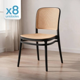 Kit 8 Cadeiras de jantar Amis Lola com design moderno e assento confortável - Preto