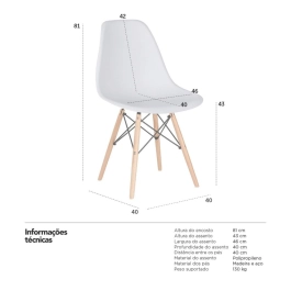 Kit 8 Cadeiras de jantar Charles Eames Eiffel DSW em Polipropileno - Cinza claro Kit 8 Cadeiras de jantar Charles Eames Eiffel DSW em Polipropileno - Cinza claro
