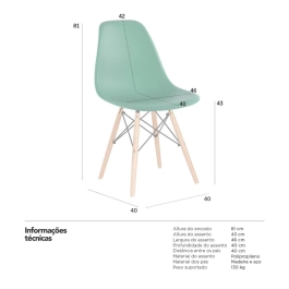Kit 8 Cadeiras de jantar Charles Eames Eiffel DSW em Polipropileno - Verde escuro Kit 8 Cadeiras de jantar Charles Eames Eiffel DSW em Polipropileno - Verde escuro
