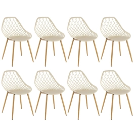 Kit 8 cadeiras de jantar Clarice Cloe com design contemporâneo – Nude