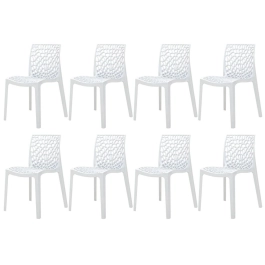 Kit 8 Cadeiras de jantar Gruvyer com design contemporâneo e anatômico - Branco
