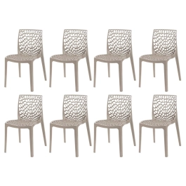 Kit 8 Cadeiras de jantar Gruvyer com design contemporâneo e anatômico - Nude