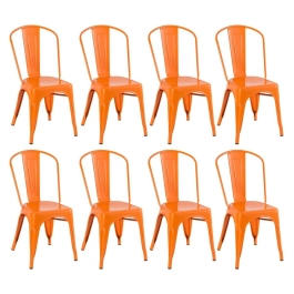 Kit 8 Cadeiras de jantar Iron Tolix com design industrial – Laranja