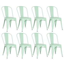 Kit 8 Cadeiras de jantar Iron Tolix com design industrial – Verde Claro