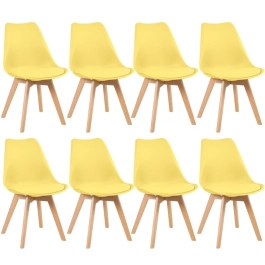 Kit  8 Cadeiras de jantar Leda com assento estofado e design moderno - Amarelo