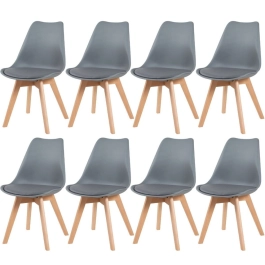 Kit 8 Cadeiras de jantar Leda com assento estofado e design moderno - Cinza escuro