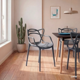 Kit 8 Cadeiras de jantar Master Allegra Design Moderno em Polipropileno - Cinza escuro