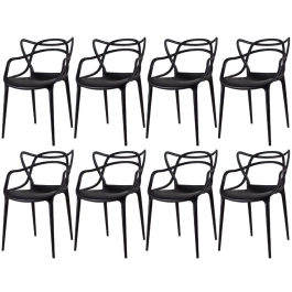 Kit 8 Cadeiras de jantar Master Allegra Design Moderno em Polipropileno - Preto