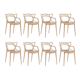 Kit 8 Cadeiras de jantar Masters Allegra com pés desmontáveis – Nude