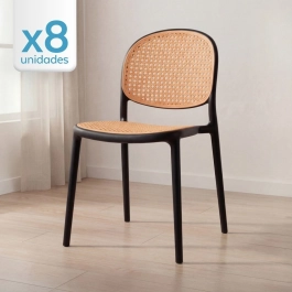 Kit 8 Cadeiras de jantar Mumbai de telinha com design contemporâneo e assento anatômico – Preto Kit 8 Cadeiras de jantar Mumbai de telinha com design contemporâneo e assento anatômico – Preto