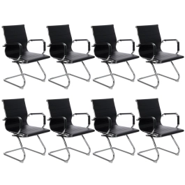 Kit 8 cadeiras escritório Esteirinha Home office fixa recepção - Preto