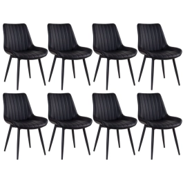 Kit 8 Cadeiras estofada Chicago com design industrial – Preto