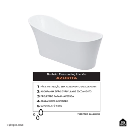 Kit Banheira de Imersão Acrílico 165 cm Azurita e Misturador de Piso Monocomando - Branco e Dourado Rose