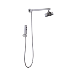 Kit Chuveiro Autolimpante Redondo de Parede Longo Mauá com Desviador Mundaú e Ducha Manual Aruanã Pingoo.casa - Prata