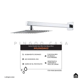 Kit Chuveiro Mundaú e Misturador Prata