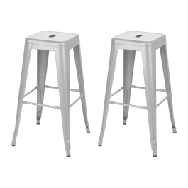Kit com 2 Banquetas altas para bancada Iron Tolix 76 cm - Prata