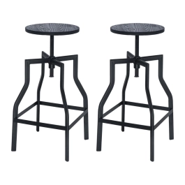 Kit com 2 Banquetas giratórias industriais Turner - Preto