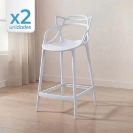 Kit com 2 Banquetas Médias Master Allegra em Polipropileno para Bancada 66 cm - Branco