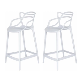Kit com 2 Banquetas Médias Master Allegra em Polipropileno para Bancada 66 cm - Branco