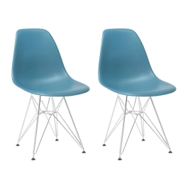 Kit com 2 Cadeiras Charles Eames Eiffel DKR em Polipropileno com Base Metálica - Turquesa