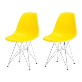 Kit com 2 Cadeiras de jantar Charles Eames Eiffel DKR em Polipropileno - Amarelo Kit com 2 Cadeiras de jantar Charles Eames Eiffel DKR em Polipropileno - Amarelo
